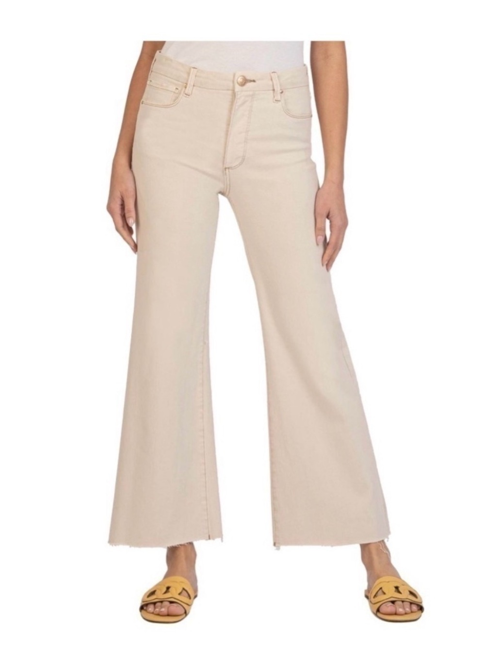 Kut from the Kloth Meg Fab AB High Rise Wide Leg Jeans Ecru